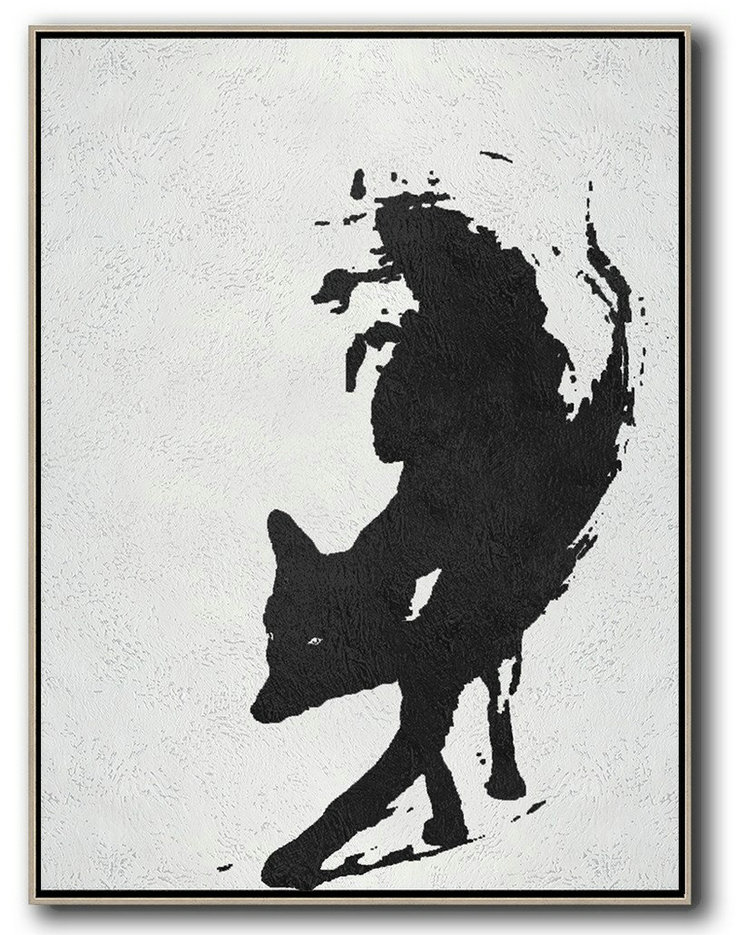 Extra Large Canvas Art,Handmade Acrylic Painting,Black And White Minimal Painting On Canvas - Large Wall Canvas